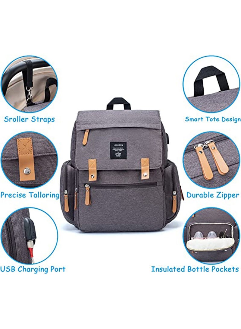 GT-Wheel Diaper Backpack, Waterproof Canvas Baby Bag with Insulated Pockets Stroller Straps Changing Pad - Image 4