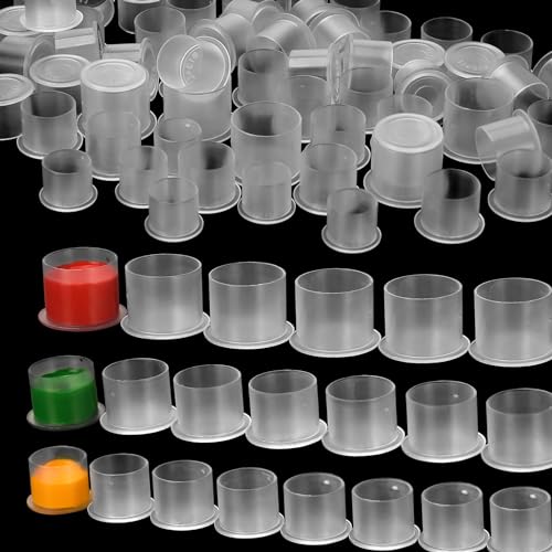 ATOMUS 300pcs Tattoo Ink Cups with Base Mixed Sizes 11 Small 13 Medium 16 Large Mixed300pcs - Image 2