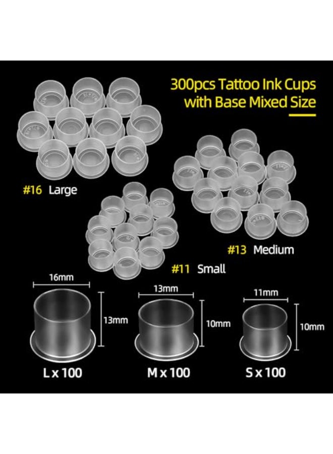 ATOMUS 300pcs Tattoo Ink Cups with Base Mixed Sizes 11 Small 13 Medium 16 Large Mixed300pcs - Image 4