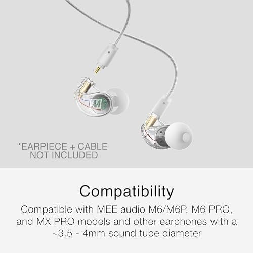 MEE audio Standard Eartips Ear Tip Combo Set (6 Pairs in Various Sizes, Clear) for M6 / M6 PRO / MX PRO series / Pinnacle P1 / P2 / X1 / X5 / X6 / M9B / M6B and Other Earphones, Earbuds - Image 4