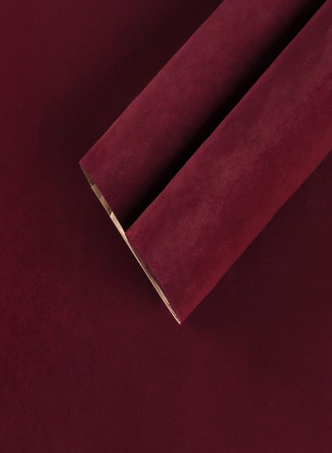 CHIHUT Self Adhesive Velvet Dresser Drawer Liner Dark Red Velvet Fabric Flock Contact Paper Roll 17.7''x100'' Dark Red Soft Felt Velvet Flocking Liner for Jewelry Drawer Box Lining Art Crafts - Image 1