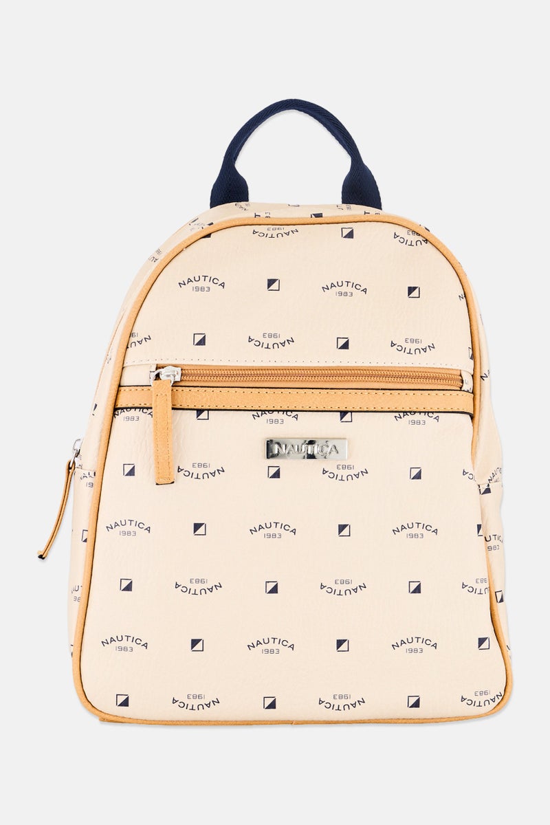 NAUTICA Women Brand Logo Back Pack 28 H x 21 L x 10 W cm, Brown - Image 1