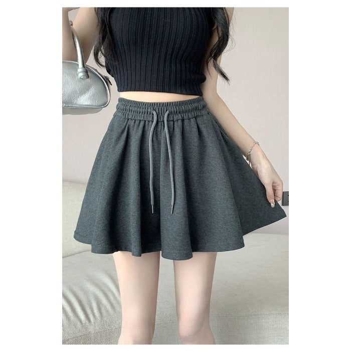 Summer Japanese Style Lazy Wide Leg Palazzo Skirt Shorts Black - Image 2