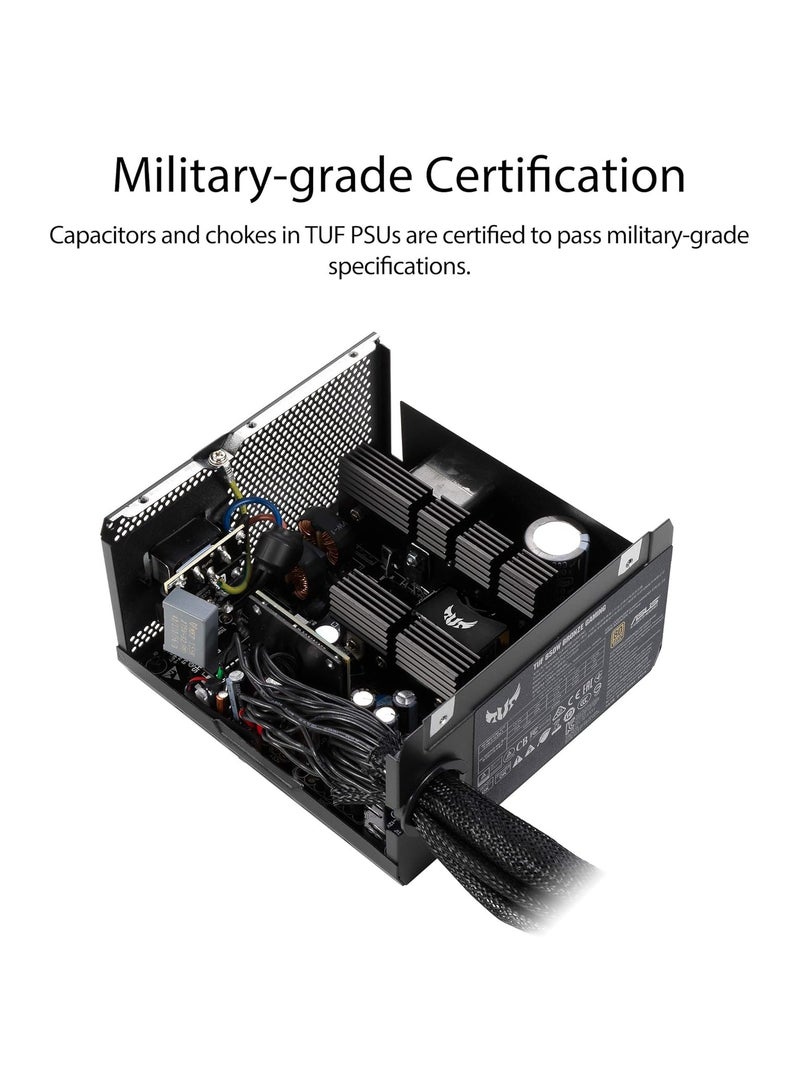 ASUS TUF Gaming 750W Bronze Power Supply Unit, 80 Plus Bronze Certified, Active PFC, 120,000+ Hours MTBF, ATX12V, 62A +12V Rail, Dual 4+4-Pin CPU Connectors, 4 x 6+2-Pin PCI-E, 4 x SATA, Comprehensive Protection (OPP/OVP/UVP/SCP/OCP/OTP), ROHS Compliant, 2.18kg | 90YE00D0-B0NA00 Black - Image 5