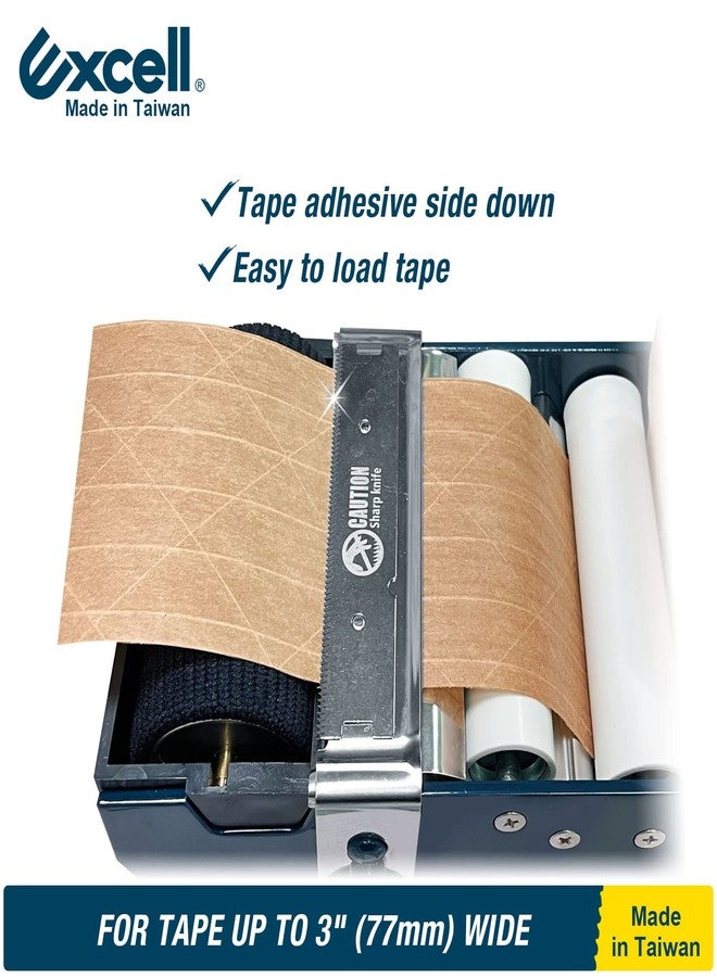 إكسل موزع شريط ورق كرافت لاصق مائي من إكسيل ET-377: بكرة سهلة الاستخدام تُبلل الشريط لقص سلس. مثالي لإغلاق صناديق الشحن في المصانع والمستودعات ومتاجر البيع بالتجزئة. - Image 4