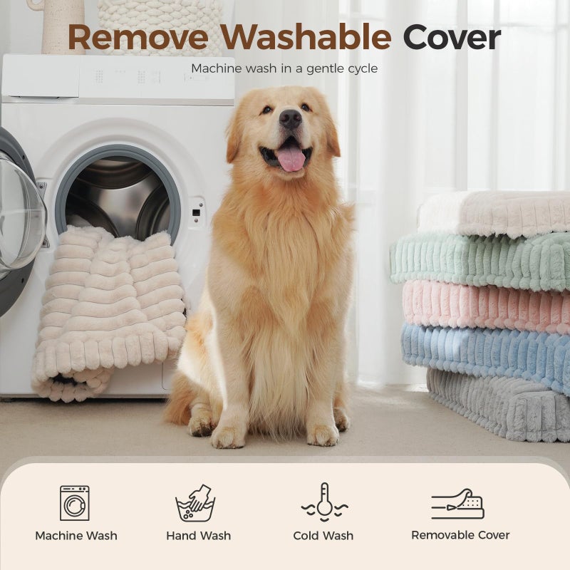 DOPEDIO Orthopedic Dog Bed for Medium Dog, Waterproof Pet Bed,Non-Slip Bottom and Egg-Crate Foam with Removable Washable Cover Crate Bed,Cream,30"x20"x3" - Image 5