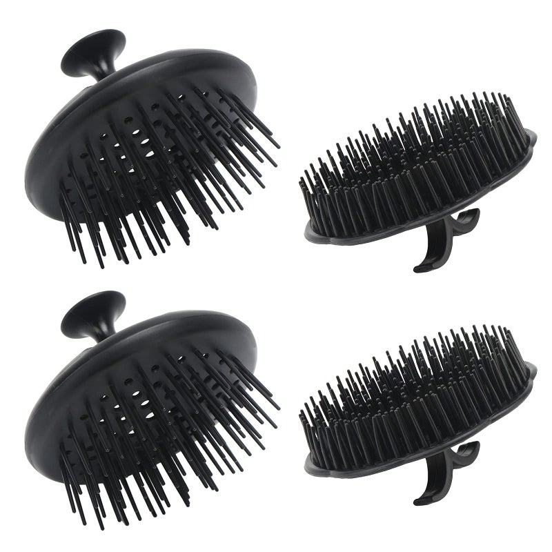 Segbeauty Scalp Massage Brushes, 4 Pcs Shampoo Brush Floriated Shower Comb Long Short Teeth Set, Head Massage Brush for Hair Growth Beard Tidying Pet Grooming Brushes Wet and Dry Scalp Care Black - Image 1