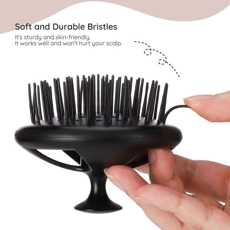 Segbeauty Scalp Massage Brushes, 4 Pcs Shampoo Brush Floriated Shower Comb Long Short Teeth Set, Head Massage Brush for Hair Growth Beard Tidying Pet Grooming Brushes Wet and Dry Scalp Care Black - Image 4