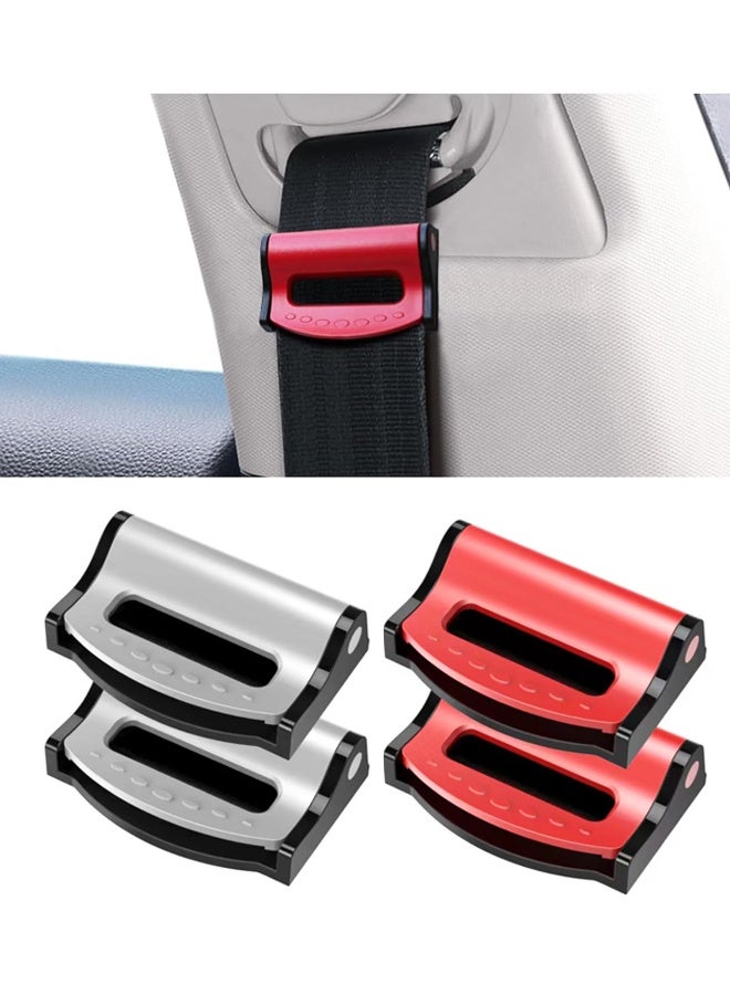 4 قطع من أدوات ضبط حزام الأمان للسيارة، مشابك حزام أمان السيارة العالمية، حزام حماية مريح للكتف والرقبة للسيارة، وسيارات الدفع الرباعي (رمادي، أحمر) - Image 1