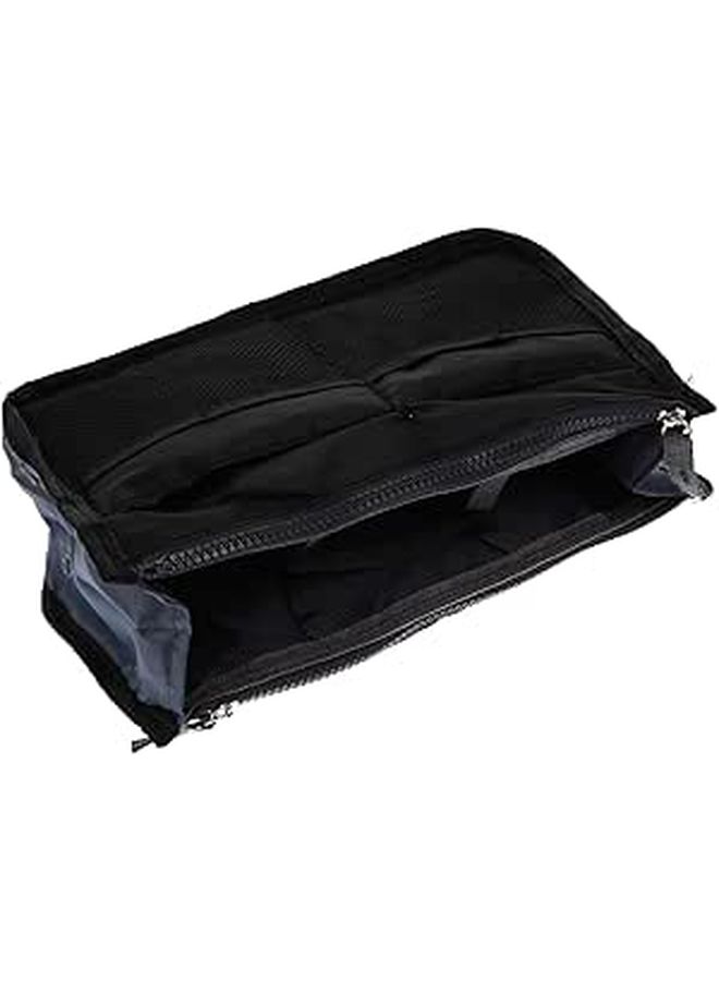 Multi Layer Travel Bag Large Capacity Foldable Handbag Organizer Black Clutch Liner for Women - Image 1