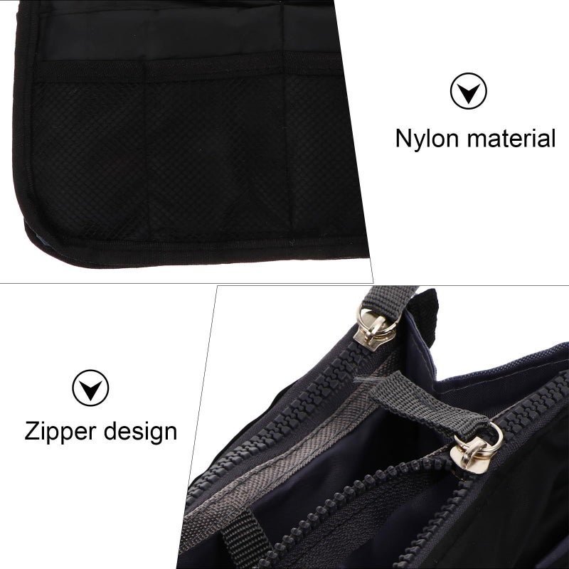 Multi Layer Travel Bag Large Capacity Foldable Handbag Organizer Black Clutch Liner for Women - Image 4