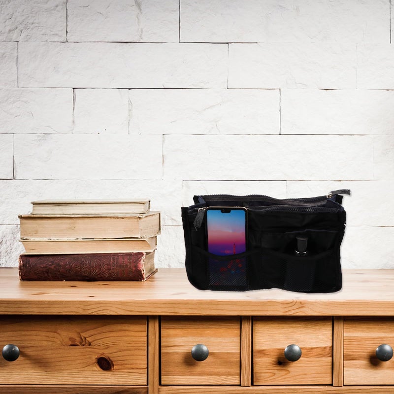 Multi Layer Travel Bag Large Capacity Foldable Handbag Organizer Black Clutch Liner for Women - Image 5