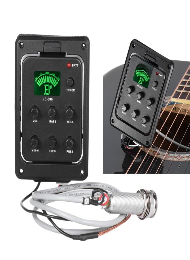 JOYO JE-306 5-Band EQ Equalizer Acoustic Guitar Piezo Pickup Preamp Tuner System with LCD Display - Image 1
