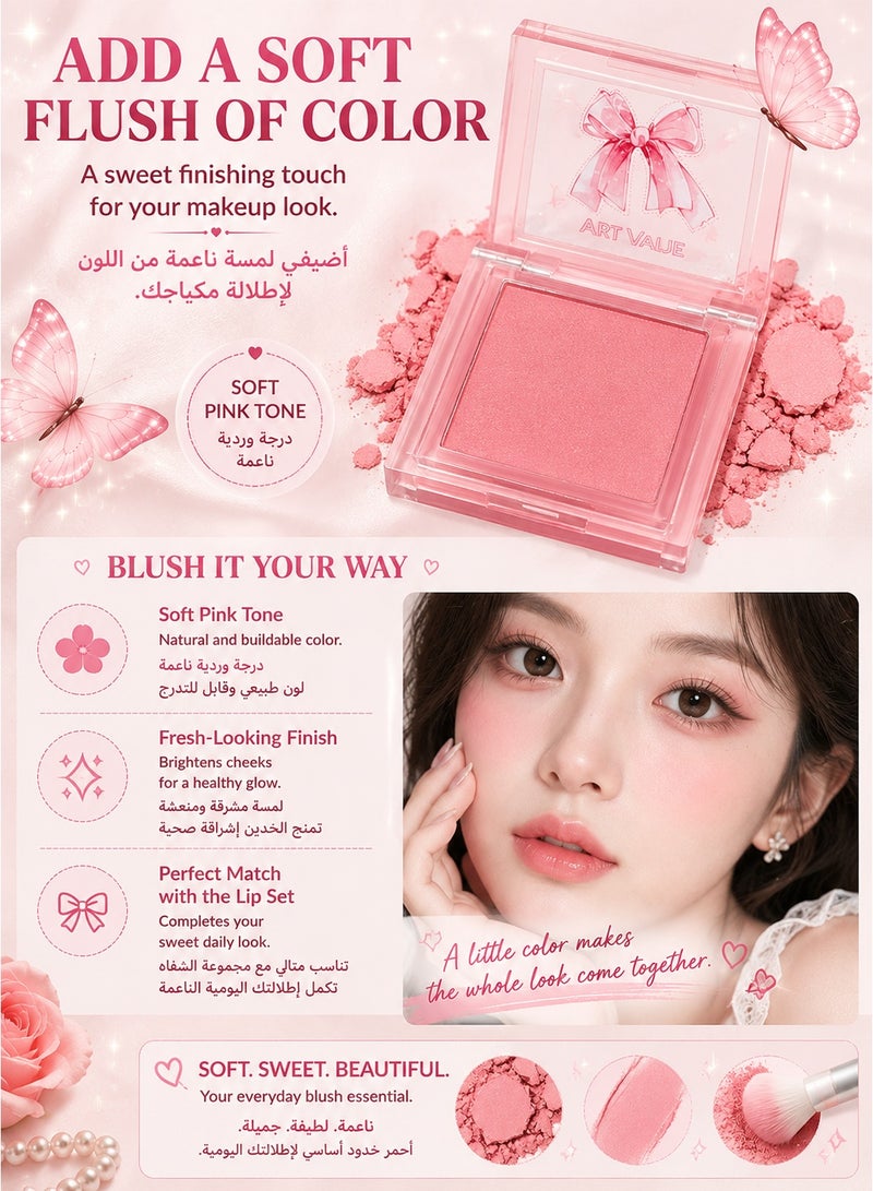 ART VALUE Butterfly Makeup & Jewelry Gift Set, 4 Matte Lip Colors, Blush and Butterfly Necklace, Pink Beauty Set for Women & Girls - Image 4