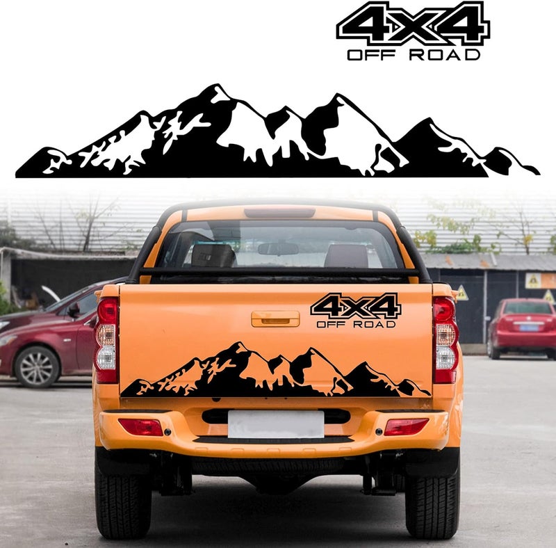 SUNBREATH ملصق باب الشاحنة الخلفي ملصق جسم السيارة 4X4 جبال رسم فينيل شريط زينة إكسسوارات للطرق الوعرة L012 أسود تتوفر مقاسات متنوعة - Image 1