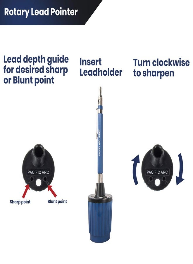 Pacific Arc Hand Held Rotary Lead Pointer with Sharp and Blunt Settings and Lead Cleaner, Blue - Image 4