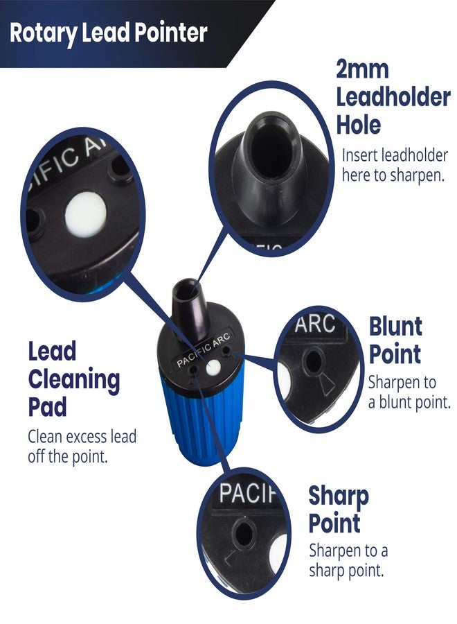 Pacific Arc Hand Held Rotary Lead Pointer with Sharp and Blunt Settings and Lead Cleaner, Blue - Image 5