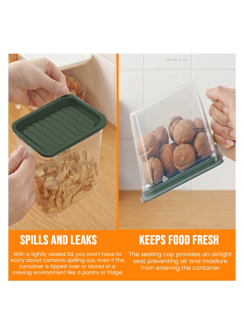 LIMITLESS Limitless Grains Bucket Ultimate Stackable Clear Plastic Food Storage Container Convenient Handle & Versatile Design for Kitchen & Fridge (GREEN)  - Image 3
