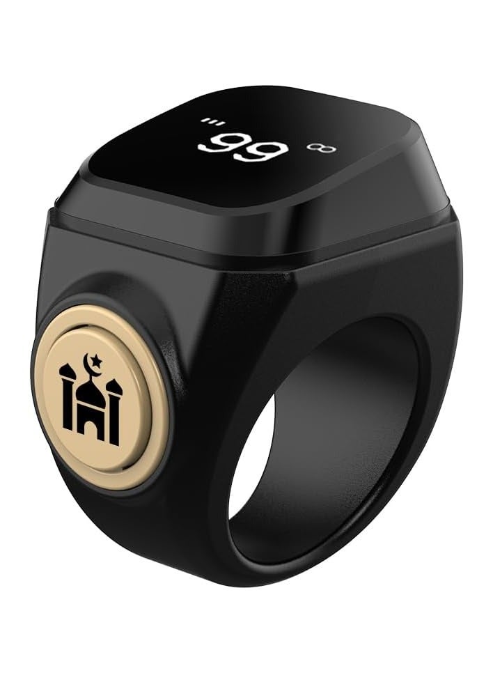 أنكوفو خاتم Zikr الذكي ، عداد الصلاة اللاسلكي مع البوصلة وتذكير الوردي ، قابل للشحن USB ، يتحكم في التطبيق ، يناسب 18mm-22mm - مثالي للتأمل والعافية الروحية (18mm) - Image 1