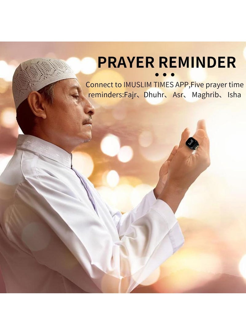 أنكوفو خاتم Zikr الذكي ، عداد الصلاة اللاسلكي مع البوصلة وتذكير الوردي ، قابل للشحن USB ، يتحكم في التطبيق ، يناسب 18mm-22mm - مثالي للتأمل والعافية الروحية (18mm) - Image 3