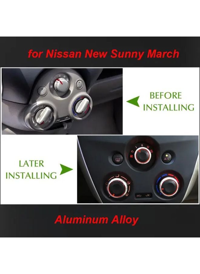 Black Aluminum Alloy AC Knob Heat Control Switch Button For Nissan New Sunny March - Image 1