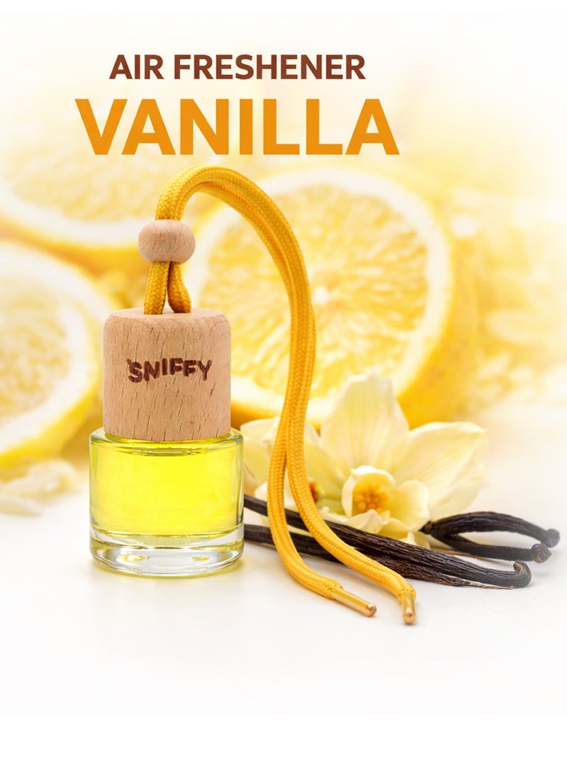 Sniffy Vanilla Car Air Freshener – Hanging Wooden Bottle Perfume Diffuser for Car, Home & Office | Long Lasting Fragrance - Image 1
