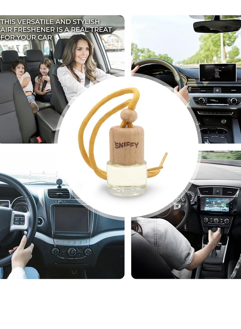 Sniffy Vanilla Car Air Freshener – Hanging Wooden Bottle Perfume Diffuser for Car, Home & Office | Long Lasting Fragrance - Image 3