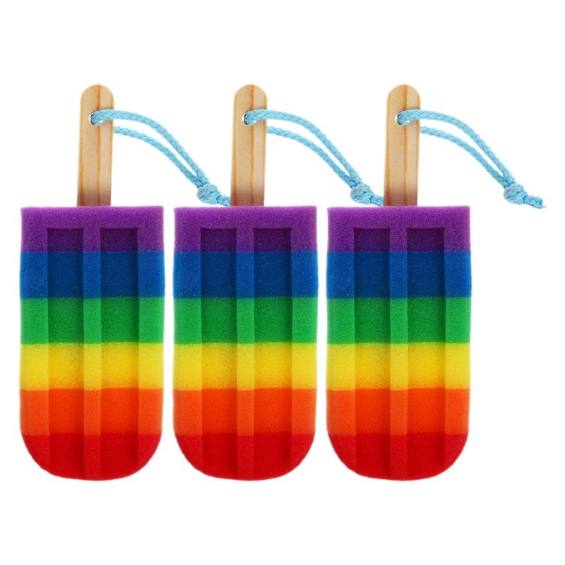 3 Pack Ice Cream Shaped Exfoliating Bath Sponges Gentle Body Scrubber For Men And Women - Image 2