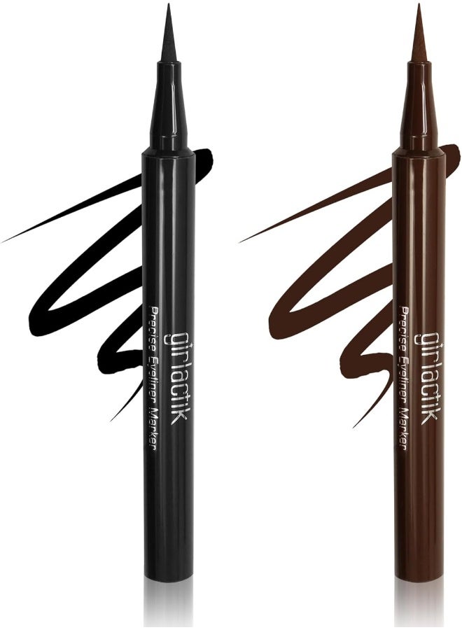 girlactik Precise Liquid Eyeliner Pen Waterproof, Smudge Proof In Matte Finish - Black - Image 2