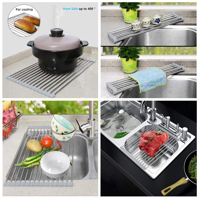 Luxafare Kitchen Trolley Portable Modern Storage Rack Design Fruits Vegetable Onion Cutlery Spice Pickles Jars Container Basket Organiser Holder Stand for Kitchen Roll Up Dish Rack - Image 5