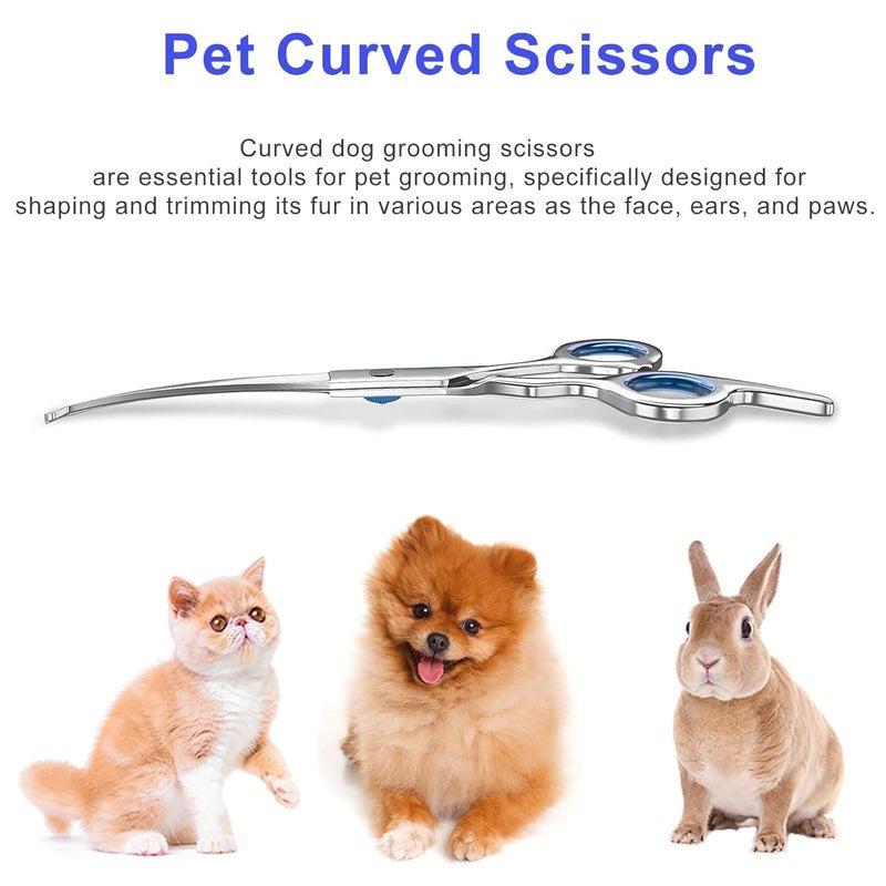 squishy Dog Grooming Scissors, Professional Pet Hair Cutting Scissors with Curved Blades, Dog Scissors for Precise Trimming on Face and Paws, Lightweight Design for Comfortable Use - Image 5