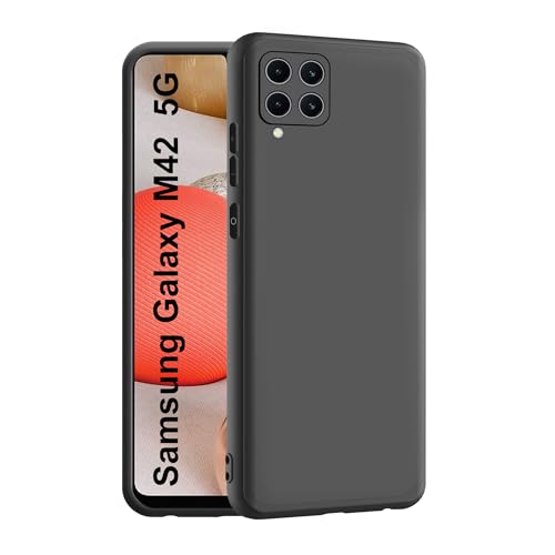 CEDO Back Cover for Samsung Galaxy M42 (5G) | Camera Bump Protection & Inner Velvet Fabric Lining | Ultra Slim Matte Soft Rubberised Case Cover (Black) - Image 1