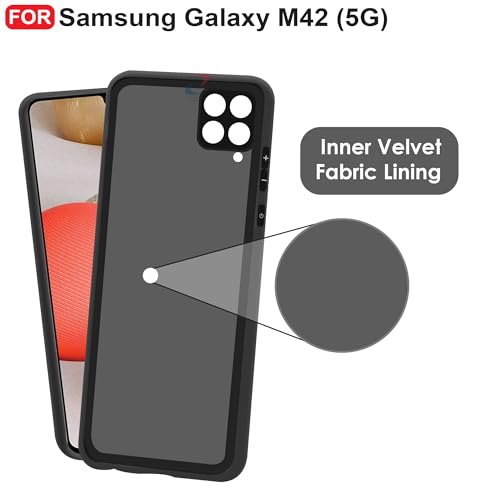 CEDO Back Cover for Samsung Galaxy M42 (5G) | Camera Bump Protection & Inner Velvet Fabric Lining | Ultra Slim Matte Soft Rubberised Case Cover (Black) - Image 4