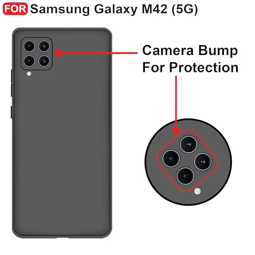 CEDO Back Cover for Samsung Galaxy M42 (5G) | Camera Bump Protection & Inner Velvet Fabric Lining | Ultra Slim Matte Soft Rubberised Case Cover (Black) - Image 3