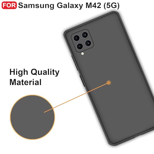 CEDO Back Cover for Samsung Galaxy M42 (5G) | Camera Bump Protection & Inner Velvet Fabric Lining | Ultra Slim Matte Soft Rubberised Case Cover (Black) - Image 5