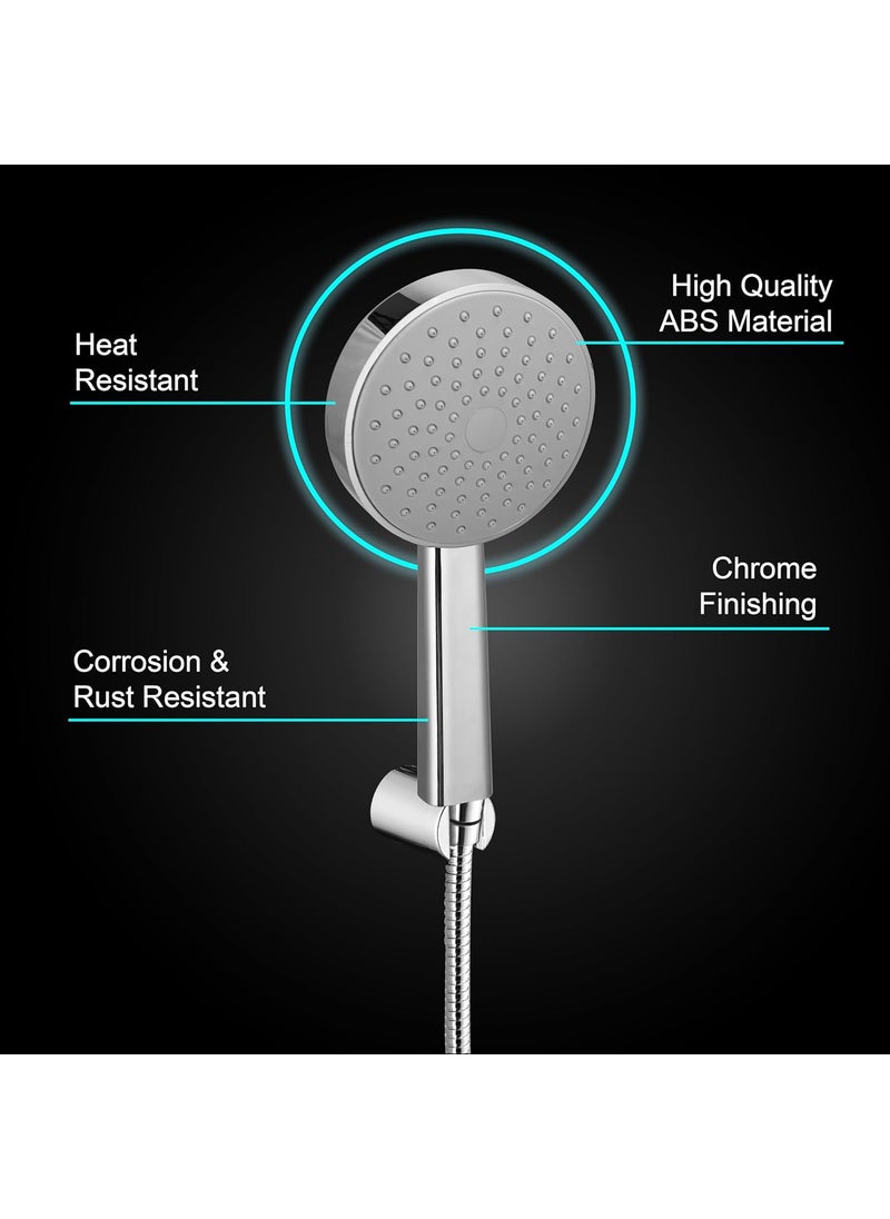 Waterman Opal Hand Shower Single Function Setting ABS Material With 15 Mtr SS Tube Chrome Finish Handheld Shower Set