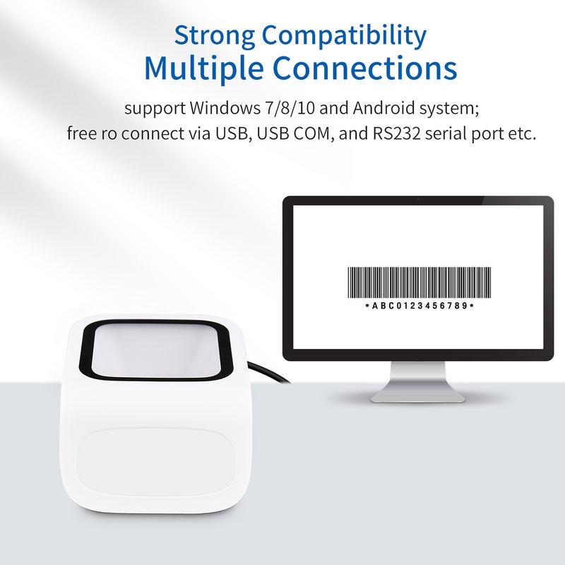 1D 2D QR Desktop Barcode Scanner Platform Hands-free USB Wired Bar Code Reader Scanner Plug&Play Compatible with Window Android System Large Scanning Window for Supermarket Library Retail Store - Image 5