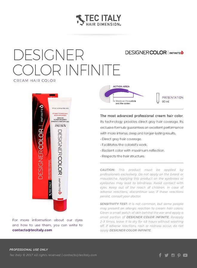 Tec Italy Designer Color Infinite - Naturales/Naturals Hair Color Tube - 3 oz (#5 - Light Brown) - Image 3