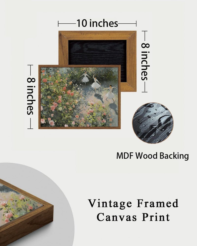 KISSFOX Framed Wall Art Vintage Wall Decor Ballerinas Dancing Canvas Art Rose Pictures Summer Floral Paintings Cottage Artwork Aesthetic Prints For Dorm Bedroom Apartment Classroom - Image 5