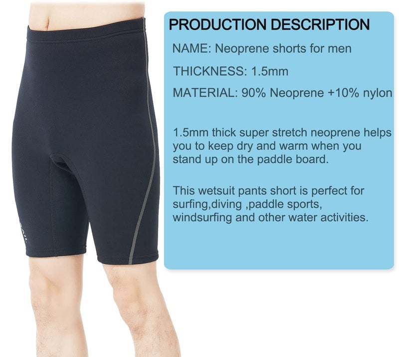 DIVE & SAIL Wetsuit Shorts Pants Men 1.5mm Neoprene Shorts for Swimming Surfing Snorkeling Diving 3XL Size - Image 2
