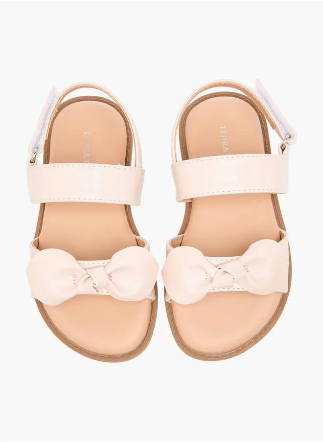 Flora Bella By Shoexpress Girls Bow Applique Sandals With Hook And Loop Closure