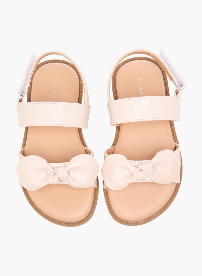 Flora Bella By Shoexpress Girls Bow Applique Sandals With Hook And Loop Closure  - Image 2