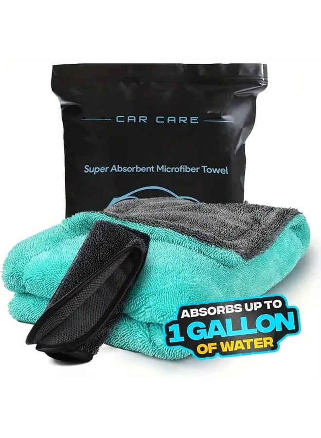 Red Grey 2 Color Quick Dry Car Towel Super Absorbent Microfiber Edgeless Stripe Free Dual Twist Loop Design Large Size Suitable For Cars Motorcycles Boats And Amphibious Vehicles - Image 1