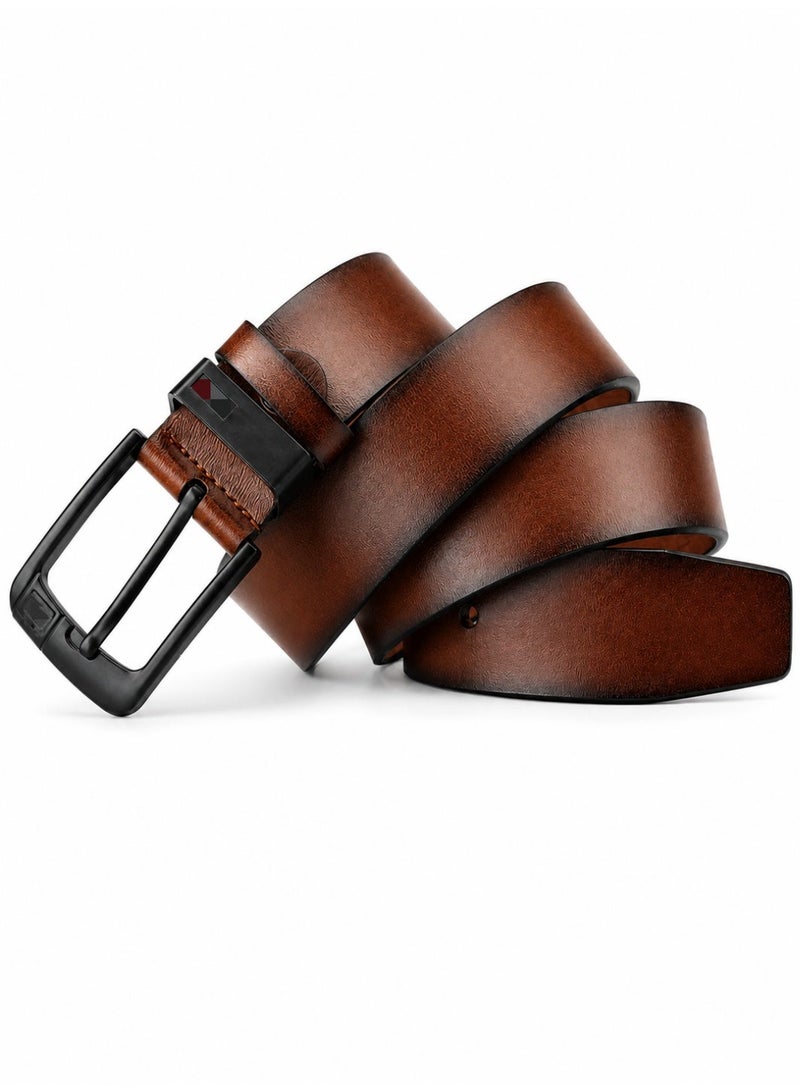 HASTE Vintage Leather Belt - Pin Buckle Distressed Finish - 120cm - Brown - Image 2