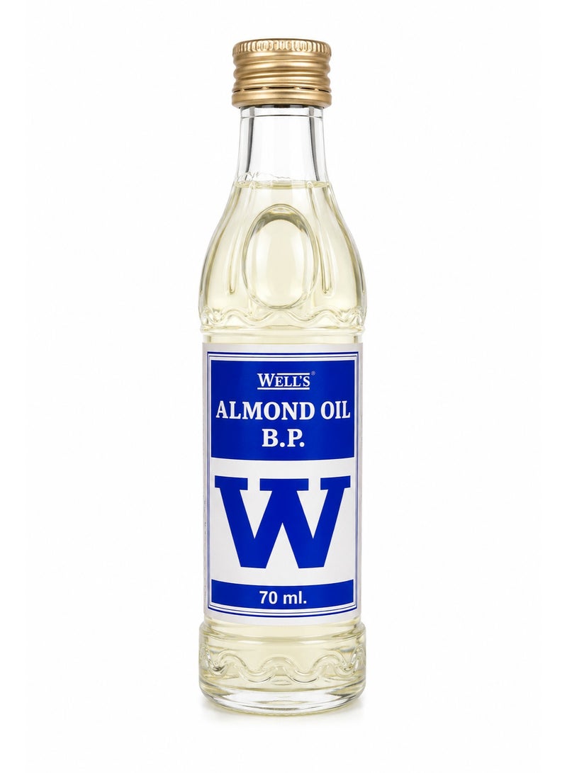 Wells Almond Oil B.P. Pure Natural Moisturizing Oil for Hair, Skin & Nails, 70ml - Image 1