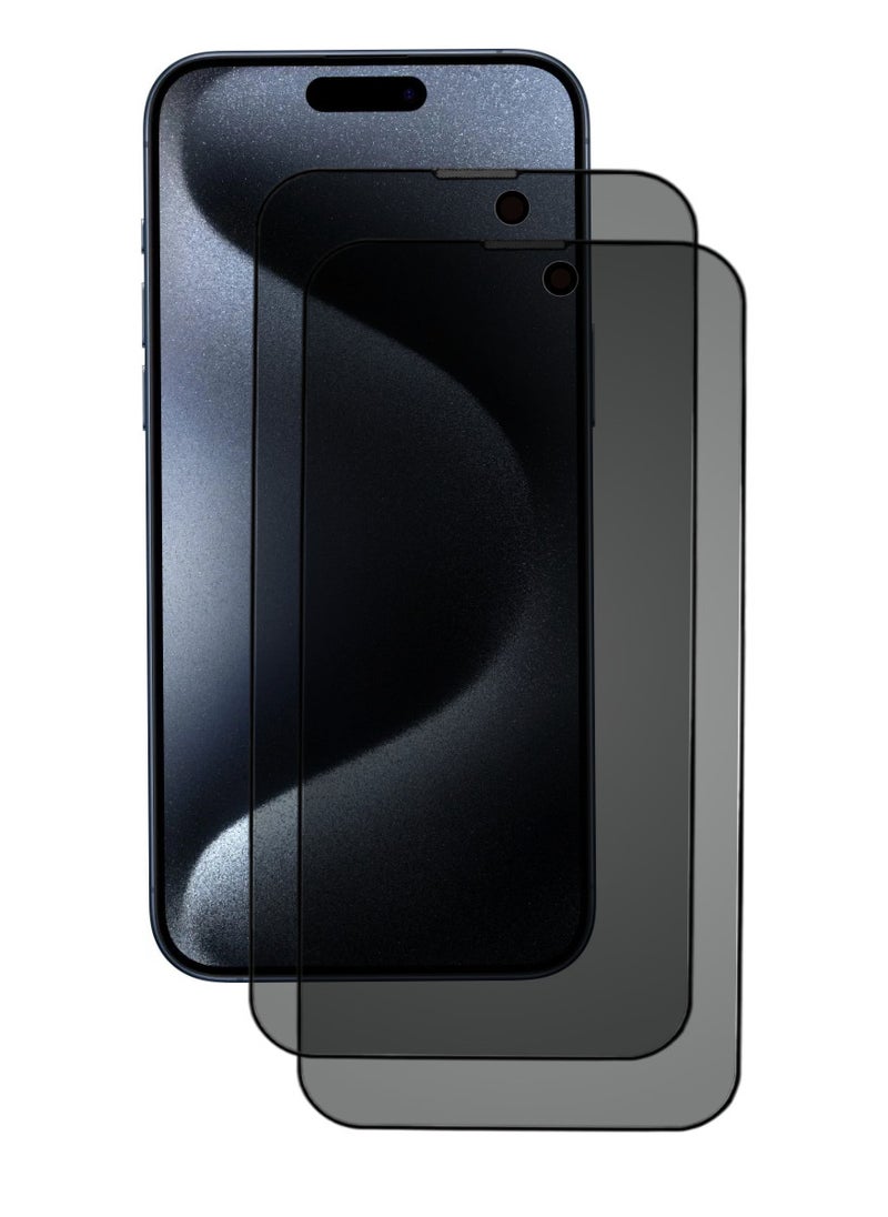 أكاليكس قطعتين، شاشة حماية، عاكس مخفي، لهاتف ايفون 15 برو ، جودة ممتازة. - Image 1