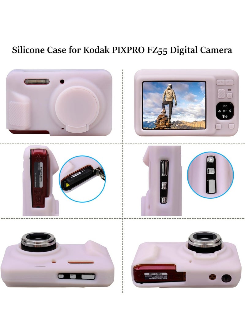 Silicone Case for KODAK PIXPRO FZ55 Digital Camera Soft Lightweight Protective Case Cover with Removable Lens Cover for KODAK FZ55 Accessories (Jelly Pink) - Image 2
