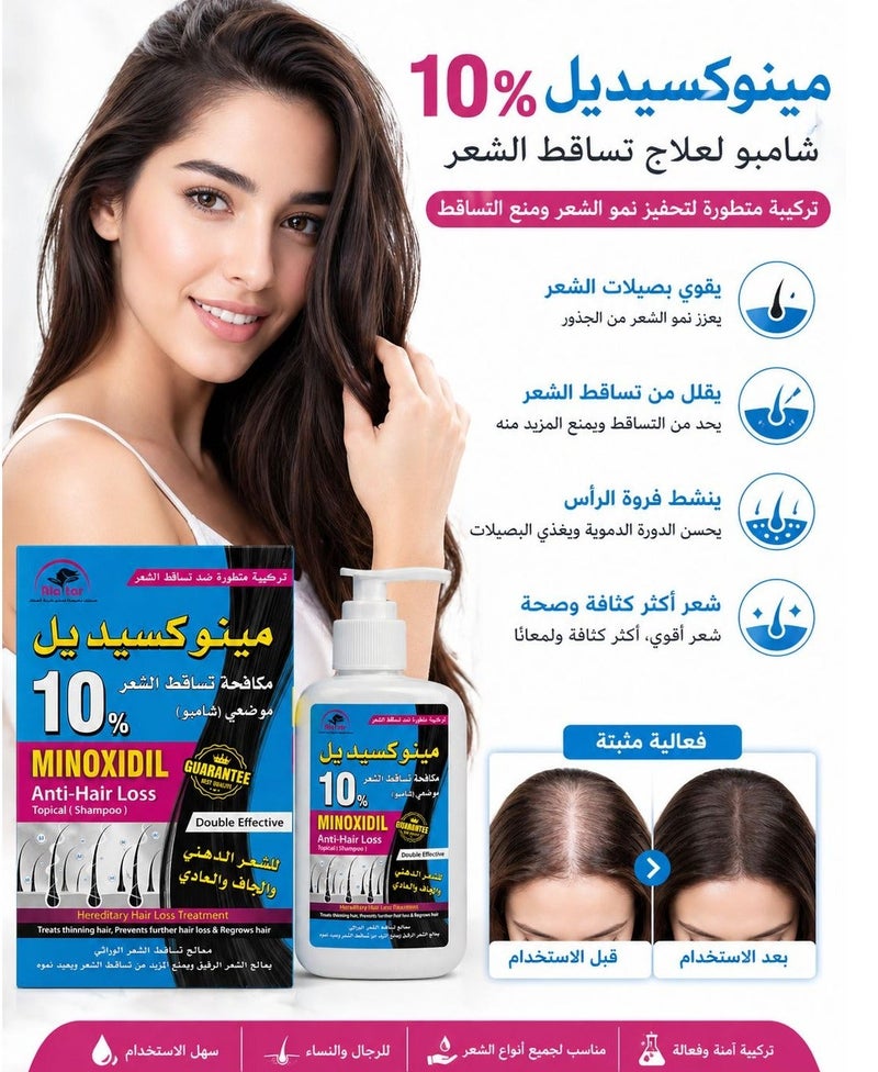 alattar Shampoo Minoxidil 10% Anti-Hair Loss Topical 250 ML - Image 2
