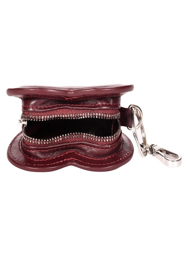 Sassora Genuine Leather Heart Shaped Key Case for Women | Compact Coin Purse with Keychain Clip | Stylish Gift for Girls & Ladies (Cherry) - Image 2