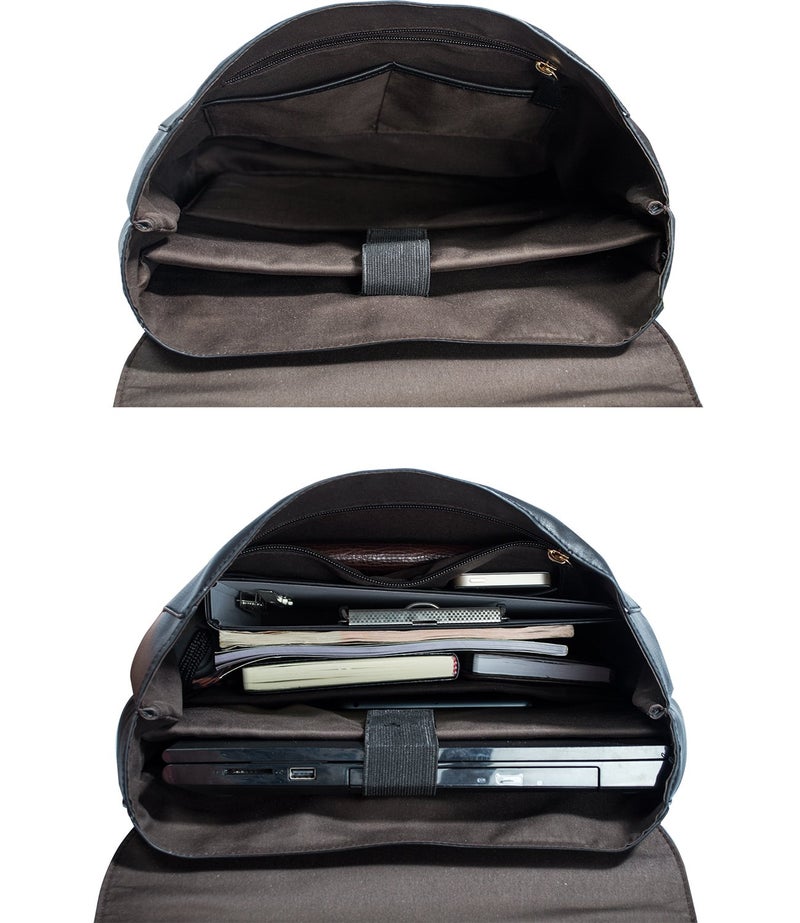 ESTARER Upgraded Version Women PU Leather Backpack 15.6 Inch Laptop Backpack Vintage College Rucksack Bag (Black) - Image 4